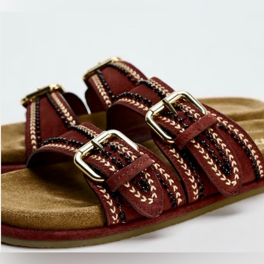 Buckled Suded Sandals
